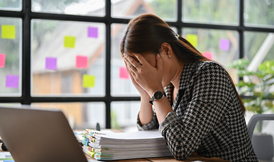 woman sitting at desk